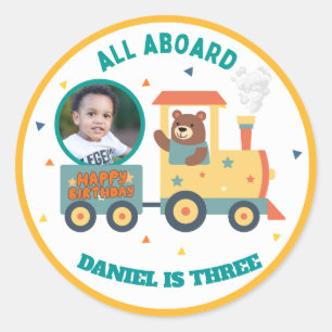 Adesivo de Foto Personalizado de Trem de Aniversár