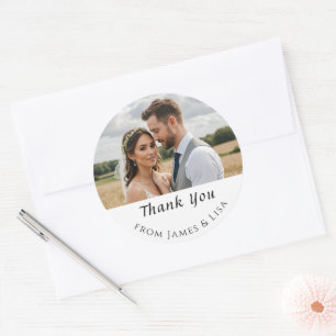Adesivo de foto única de agradecimento de casament