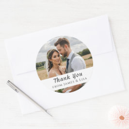 Adesivo de foto única de agradecimento de casament
