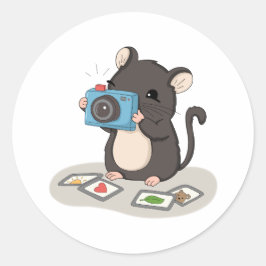 Adesivo de Fotógrafo com Rato Fofo e Câmera