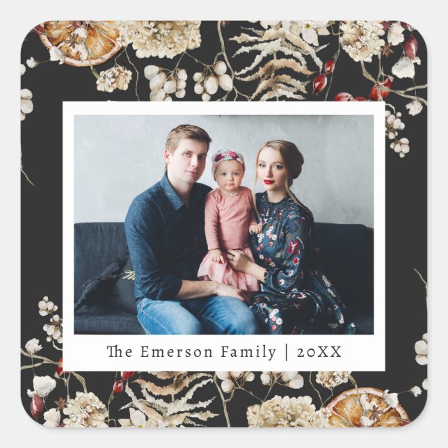 Adesivo de fotos de feriado preto (Frente)