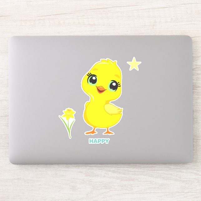 Adesivo de Frango Feliz e Divertido (Computador)