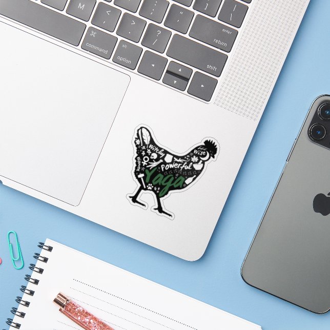 Adesivo de Frango Yaga (Notebook com iPhone)