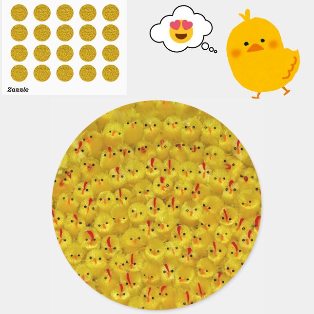 Adesivo de Frangos de Páscoa Amarelos Fofos (Colorful yellow baby toy chick stickers, for Easter or year-round cheer!)