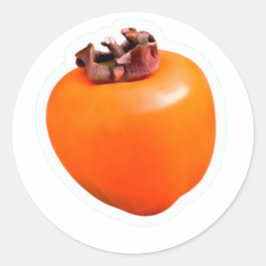 Adesivo de Fruta Caqui Maduro Minimalista, Laranja