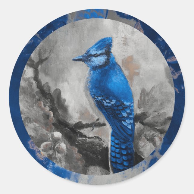 Adesivo de gaio-azul (design azul) (Frente)