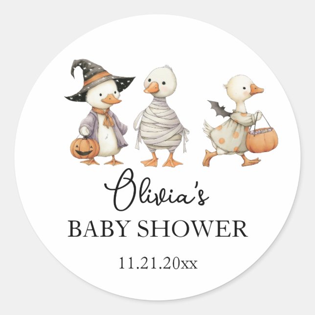 Adesivo de ganso de Baby Shower Halloween (Frente)