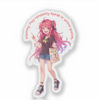 Adesivo de Garota de Anime Fofo – “Atenção: Pode F