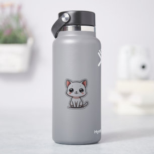 Adesivo de gatinho branco fofo – Olhos grandes