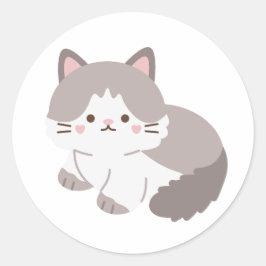 Adesivo de Gatinho Cinza e Branco Amante de Gatos 