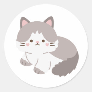 Adesivo de Gatinho Cinza e Branco Amante de Gatos