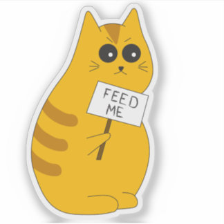 Adesivo de Gatinho Fofo; Gato Faminto