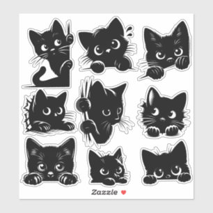 Adesivo de Gatinho Fofo Gato Preto Adesivo de Gata