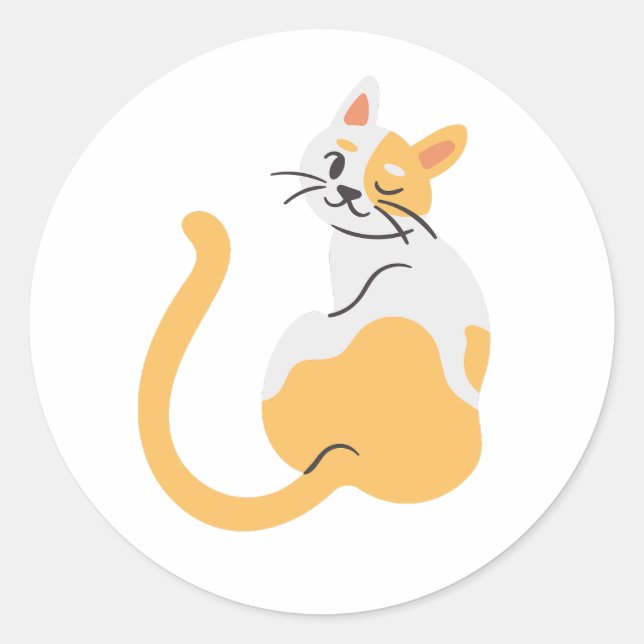 Adesivo de Gatinho Fofo Laranja e Branco  (Frente)