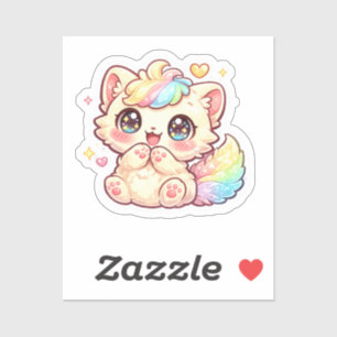 Adesivo de Gatinho Kawaii Arco-Íris Fofinho e Felp