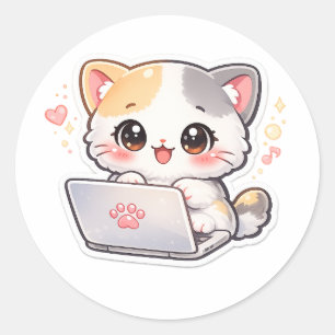 Adesivo de Gatinho Kawaii no Laptop   Gatinho Fofo