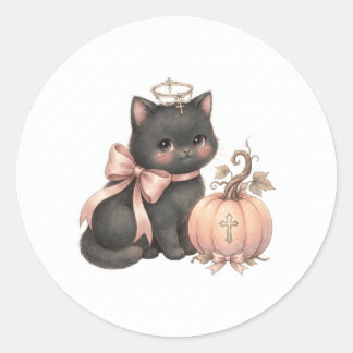 Adesivo de Gato Anjo Doce & Abóbora de Outono