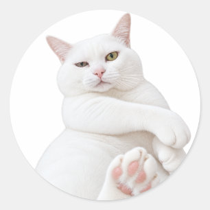 Adesivo de Gato Branco Engraçado – Gato Mal-humora