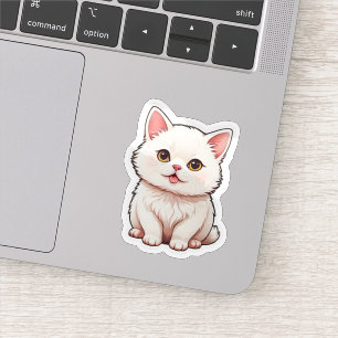 Adesivo de Gato Branco Fofinho - Estética Kawaii