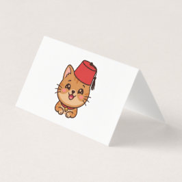 Adesivo de Gato com Chapéu Fez Marroquino Kawaii F