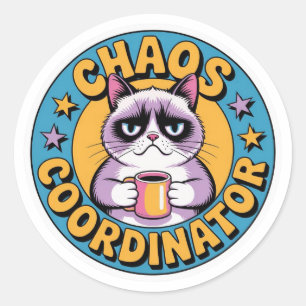 Adesivo de Gato Coordenador de Caos - Café Engraça