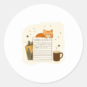 Adesivo de Gato Cozido Lendo