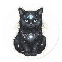 Adesivo de Gato da Galáxia Mística