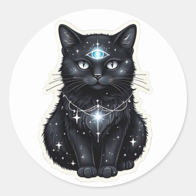 Adesivo de Gato da Galáxia Mística (Frente)