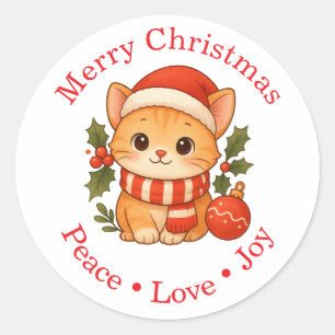 Adesivo de Gato de Natal Fofo