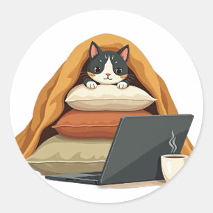 Adesivo de Gato em Modo de Sobrevivência do Introv