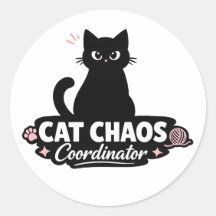 Adesivo de Gato Engraçado / Coordenador de Caos de