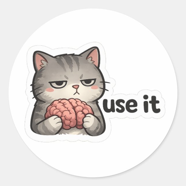 Adesivo de Gato Engraçado Usar  (Frente)