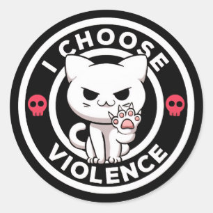 Adesivo de Gato Escolho Violência Engraçado