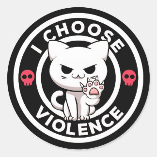 Adesivo de Gato Escolho Violência Engraçado