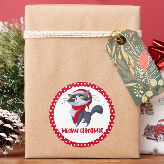 Adesivo de Gato Feliz Natal Meowy (Feriado)