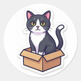 Adesivo de Gato Fofo em Caixa de Papelão Gato Engr