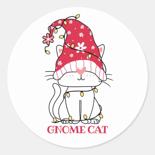 Adesivo de Gato Gnomo Fofo (Frente)