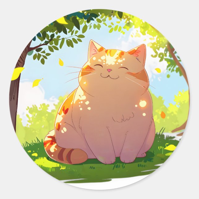 Adesivo de Gato Gordinho Beijado pelo Sol (Frente)