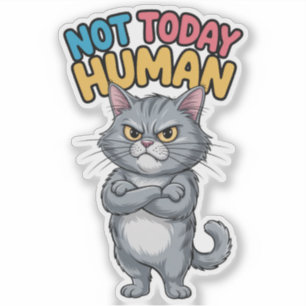 Adesivo de Gato Humano Sem Saci Hoje