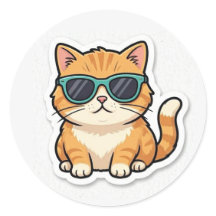 Adesivo de Gato Legal com Óculos de Sol Engraçado