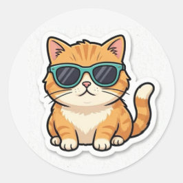 Adesivo de Gato Legal com Óculos de Sol Engraçado 