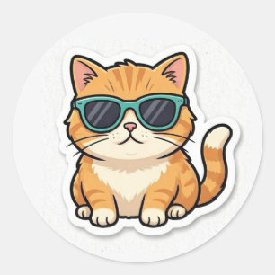 Adesivo de Gato Legal com Óculos de Sol Engraçado 