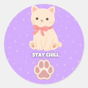 Adesivo de Gato Pastel Fofo Fique Tranquilo