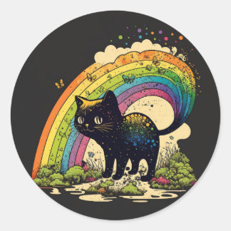Adesivo de gato preto arco-íris lgbtq