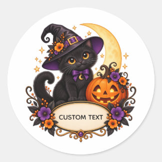 Adesivo de Gato Preto do Halloween Personalizado