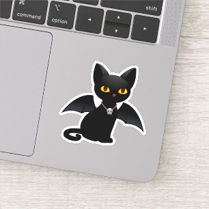 Adesivo de Gato Preto Vampiro de Halloween com Asa