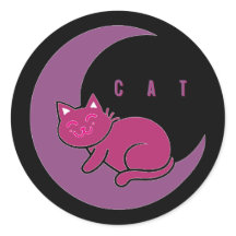 Adesivo de Gato Sonhos Doces no Crescente da Lua