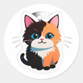 Adesivo de Gato Tricolor Fofo – Gatinho Adorável d