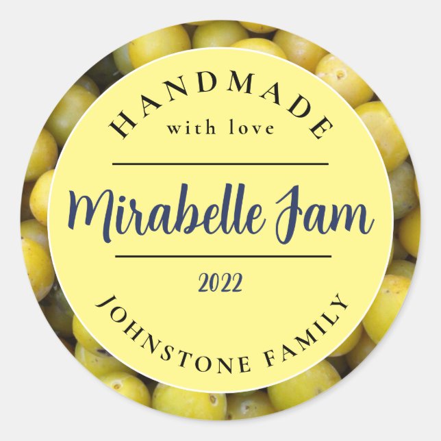 Adesivo de Geleia de Mirabelle Personalizável (Frente)