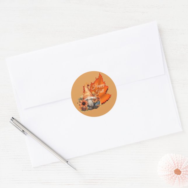 Adesivo de Gnome de Outono Feliz (Envelope)